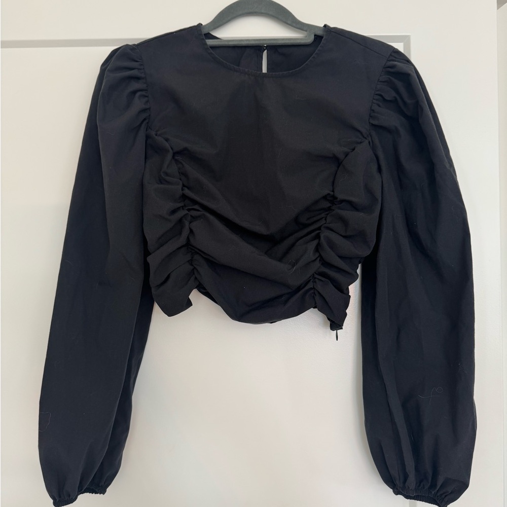 Elegant Black Ruched Women's Top